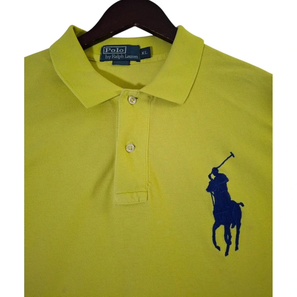 Polo Ralph Lauren Polo Shirt Men's XL Yellow Big Pony #3 Patch